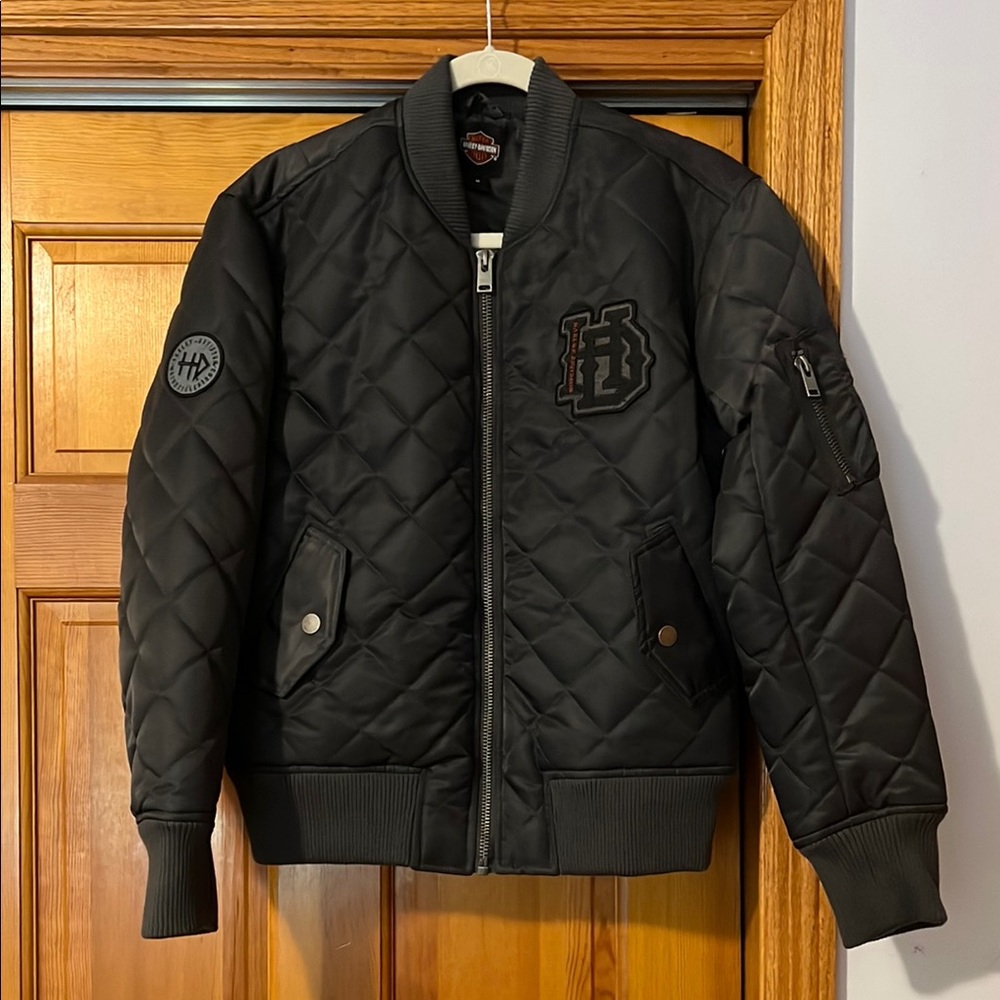 Harley-Davidson Dark Grey Quilted Bomber Jacket